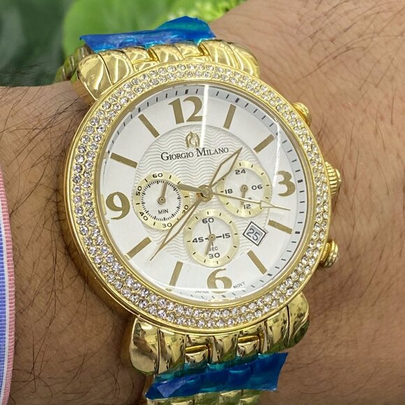 Reloj Giorgio Milano de lujo para mujer, cronógrafo plateado, cristales Swarovsk main image 9